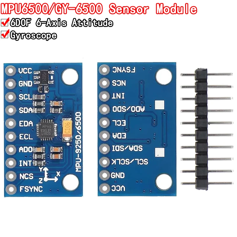 IIC I2C SPI MPU6500 MPU-6500 6-Axis Gyroscope Accelerometer Sensor Module Replace MPU6050 For Arduino With Pins GY-6500