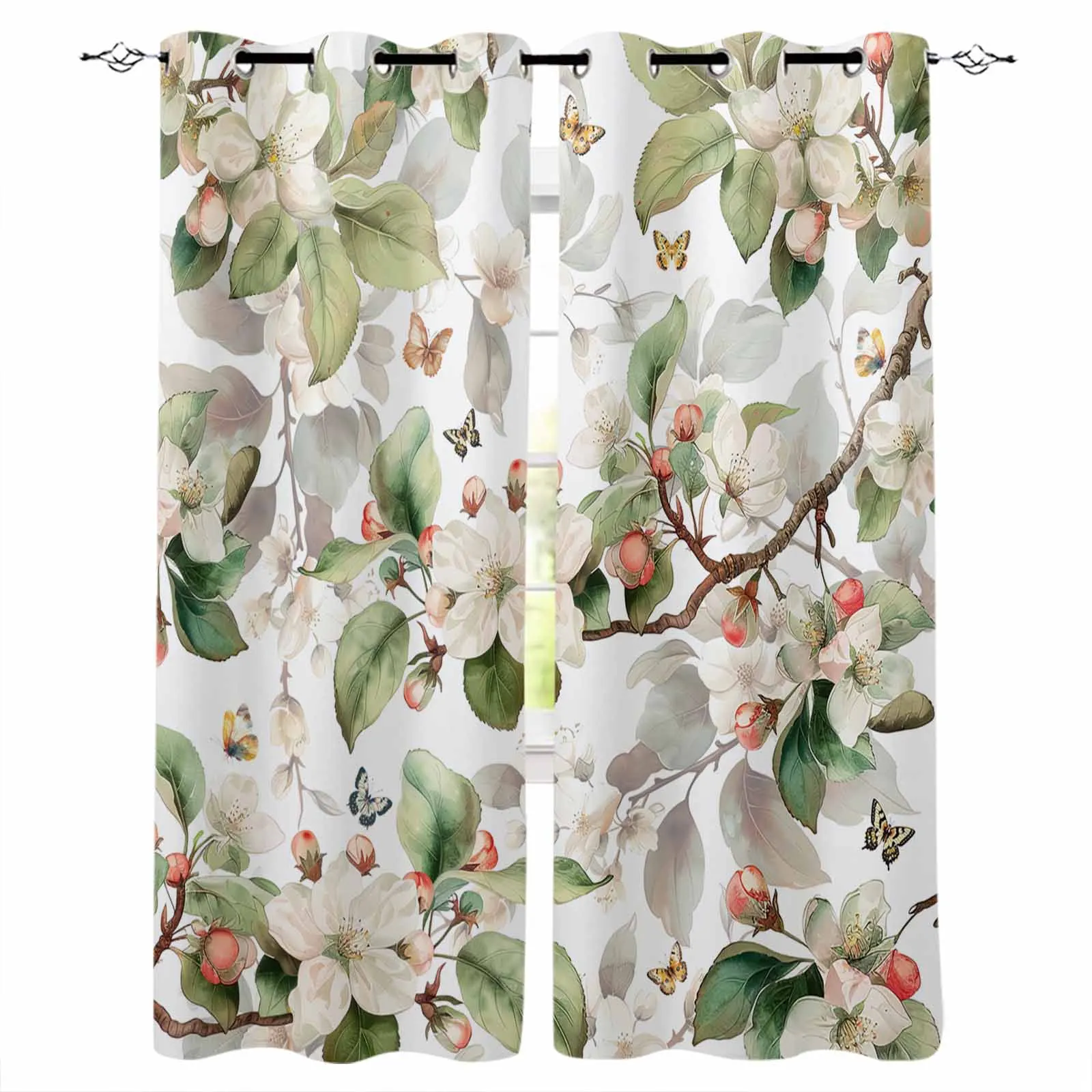 Butterfly Flowers Leaves Fruit Trees Blackout Curtains For Living Room Bedroom Window Treatment Blinds Drapes