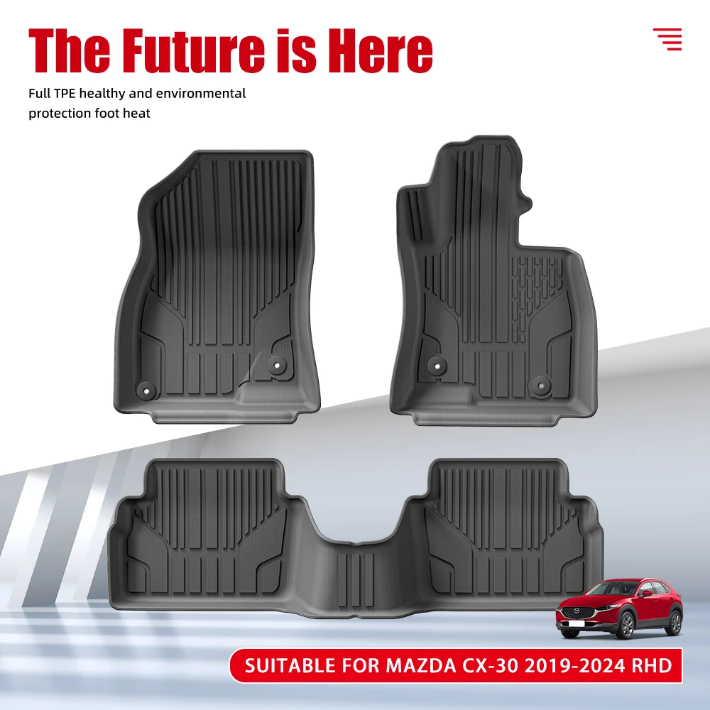 for Mazda 3 CX-30 2019-2023 2024 Car Floor Mats Right Rudder 3D TPE Foot Pad All Weather Auto Accessories 3pcs/set