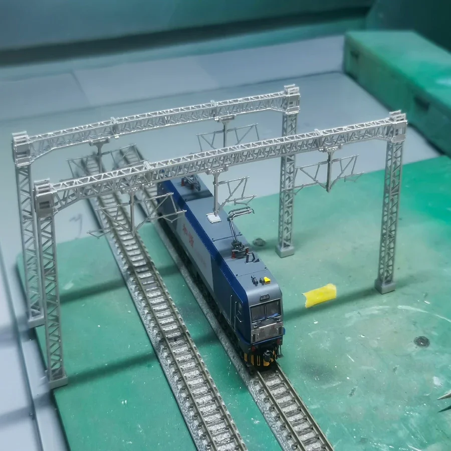 N scale 1/160  Railway track contact network Lattice hard span Grid Crossbar  Contact network truss span