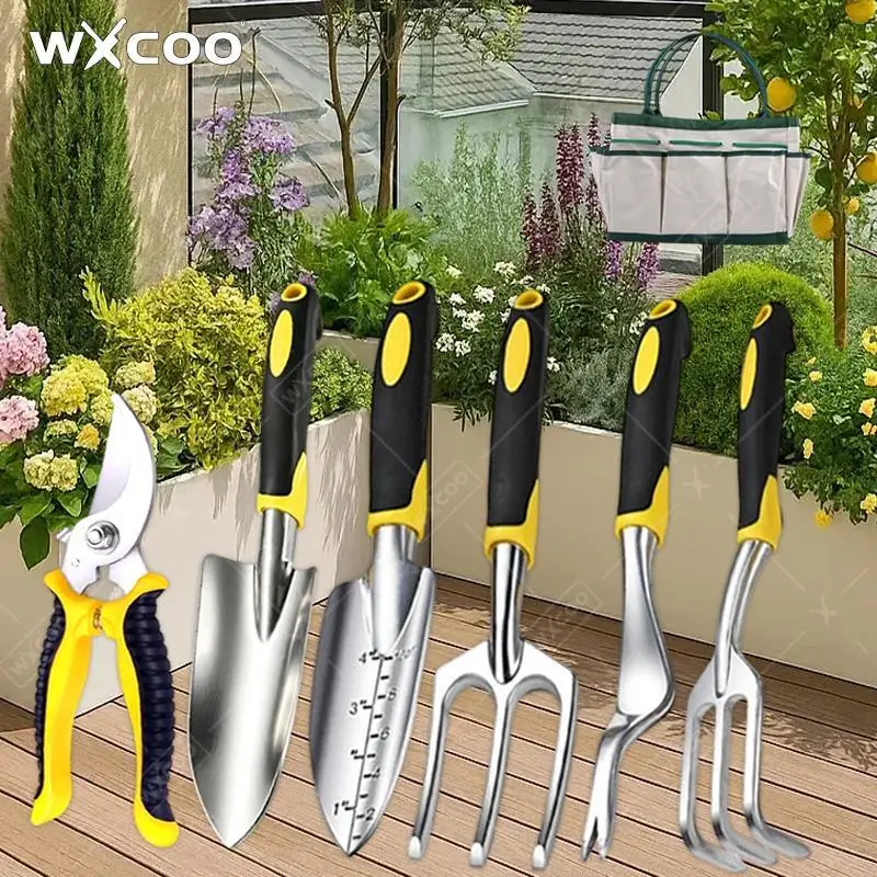 1pcs Portable Garden Shovel with Hoe Spade Stainless Steel Gardening Pruning Tree Branches Planting Flowers Digging Soil Tools