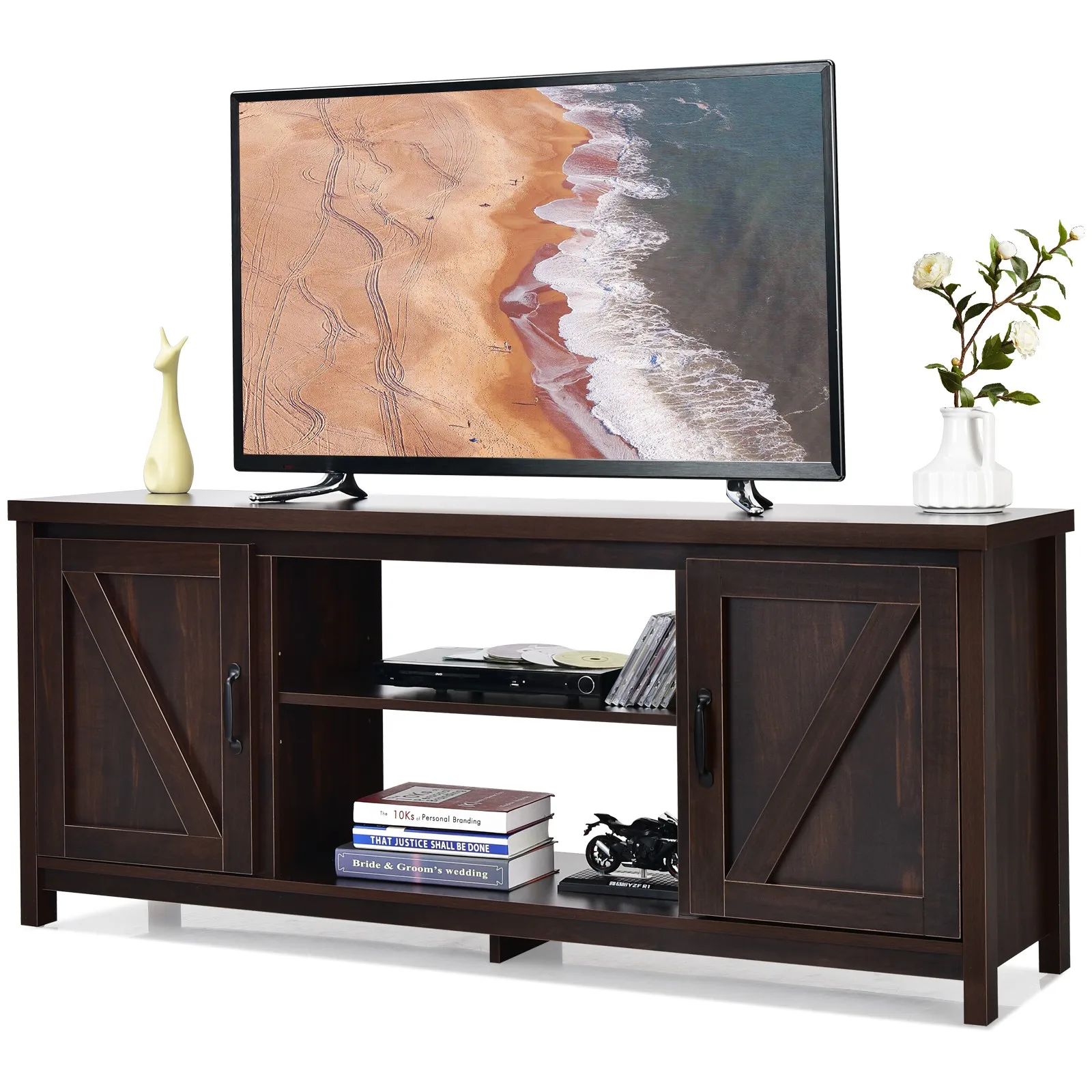 

TV Stand 59" Media Console Center w/ Storage Cabinet for 65" TV Coffee