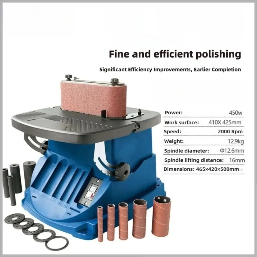 Bench Type Professional Woodworking Spindle Sander Grinding Polishing Rust Removal Machine