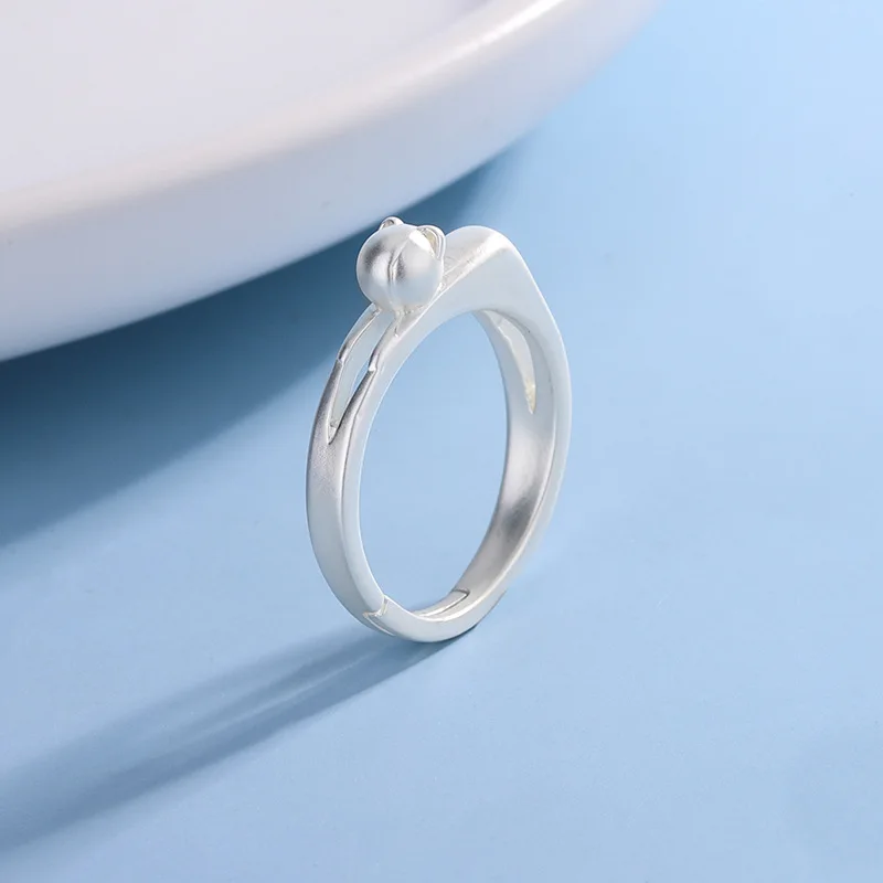New Simple Three-dimensional Cat Fashion 925 Sterling Silver Sweet Animal Popular Opening Rings R005