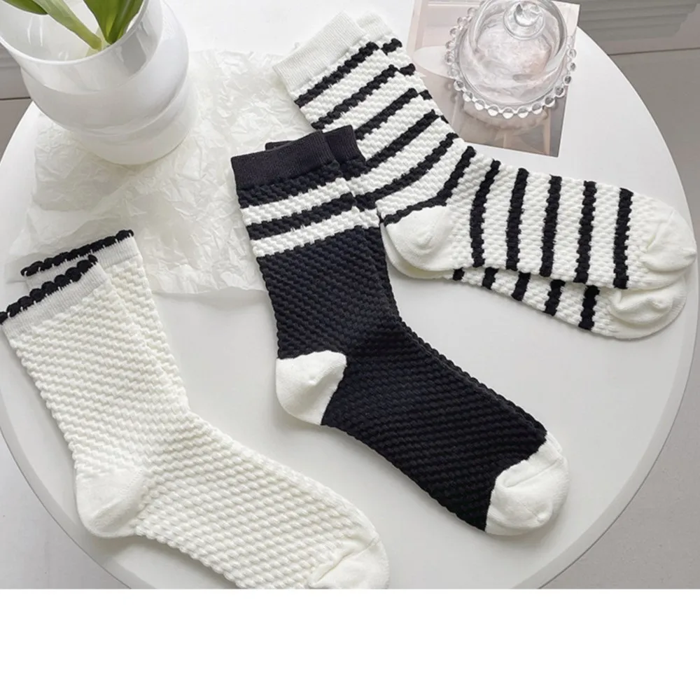 

kids socks women's trendy mid-tube cotton sock cute hundred stockings preppy striped pile sokken for children chausette