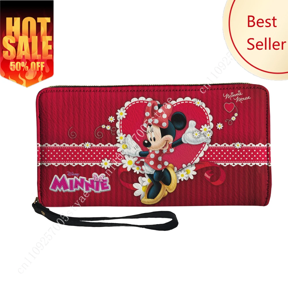 

Disney Minnie Mouse Custom Wallet Purse Dance Moonwalk Mens Womens Zipper Long Wallets Double Print Portable Wallet Gift Bag