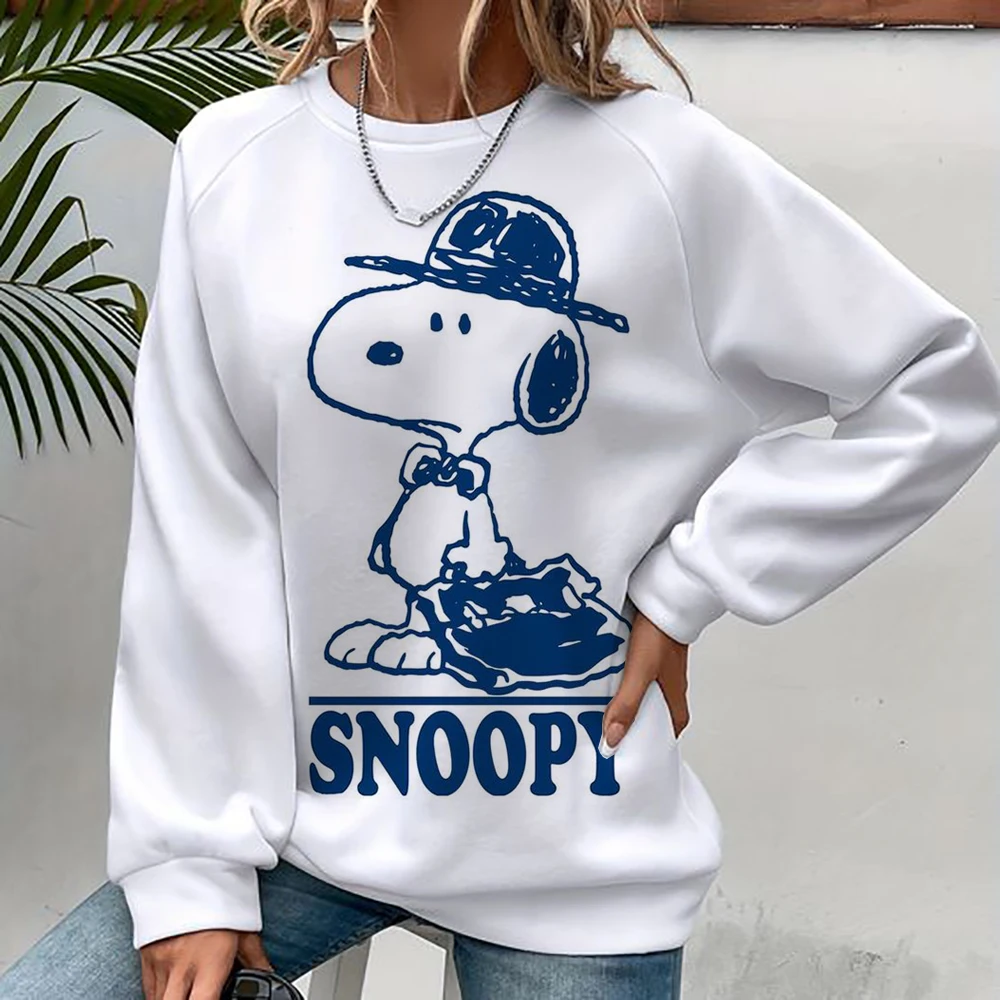 Snoopy Kawaii Print Sweatshirt Women Soft Goth Hooded Ladies Autumn Vintage Long Sleeve Pullovers Casual Tops 2023 New Y2k