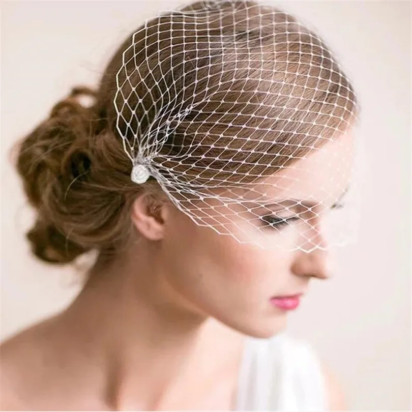 Bridal Birdcage Veil Wedding Party Head Dress Elegant Face Wedding Veil for Woman Blusher Veils Fascinators Hair Accesories