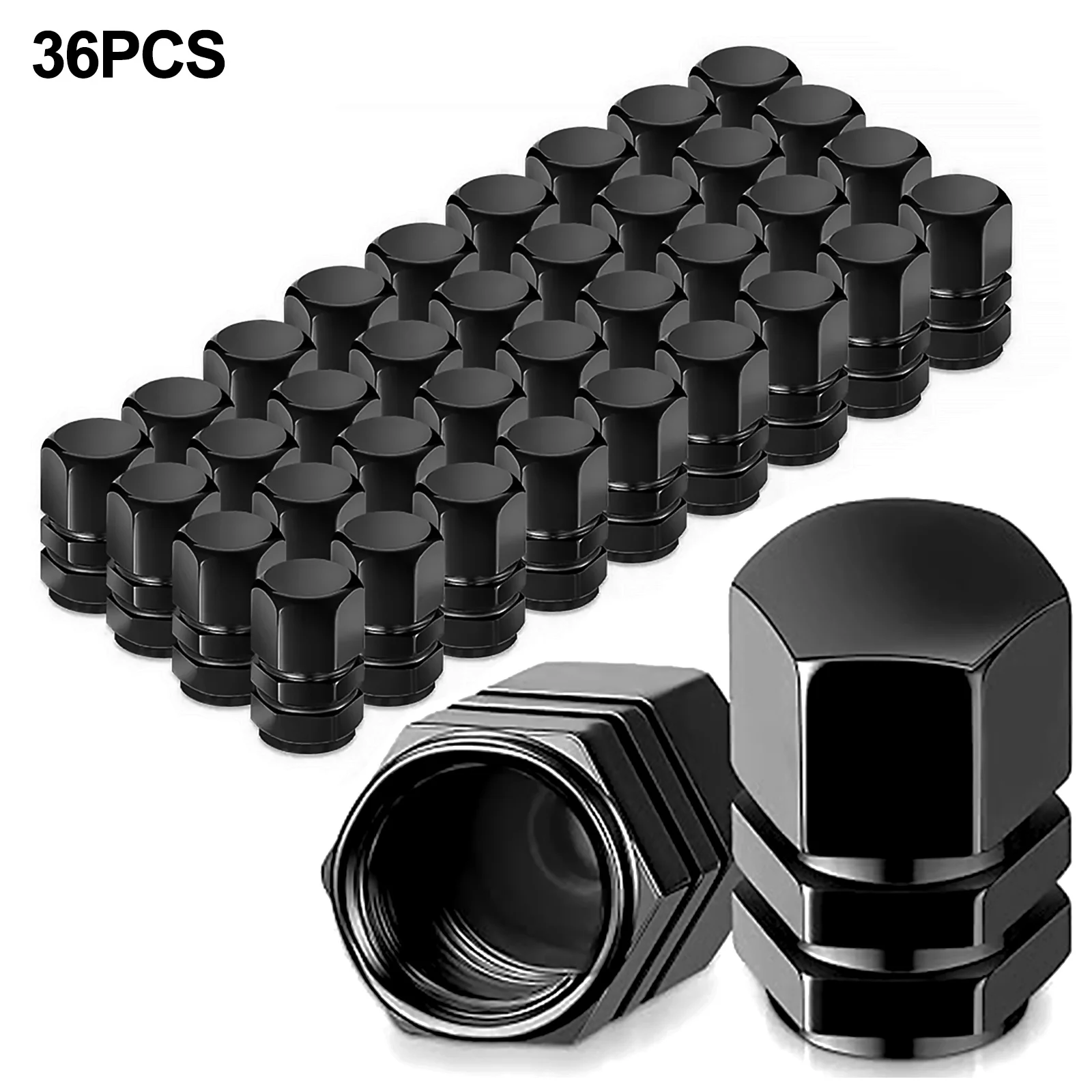 36Pcs Black Tire Valve Stem Caps Universal Aluminum Car Tire Air Valve Covers For Auto Truck Bike Motorcycles