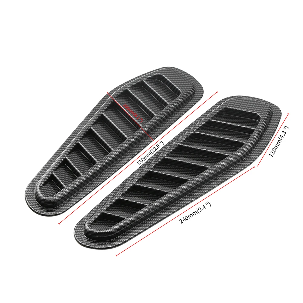 1Pair Universal Car Decorative Cell Air Flow Intake Hood Scoop Bonnet Glossy Black Vent Cover Stickers Decoration Styling