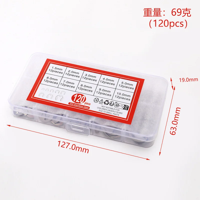 120 peças/200 peças de aço inoxidável 304 anel aberto retentores anel de pressão arruela anel de retençãoM1.5-M10
