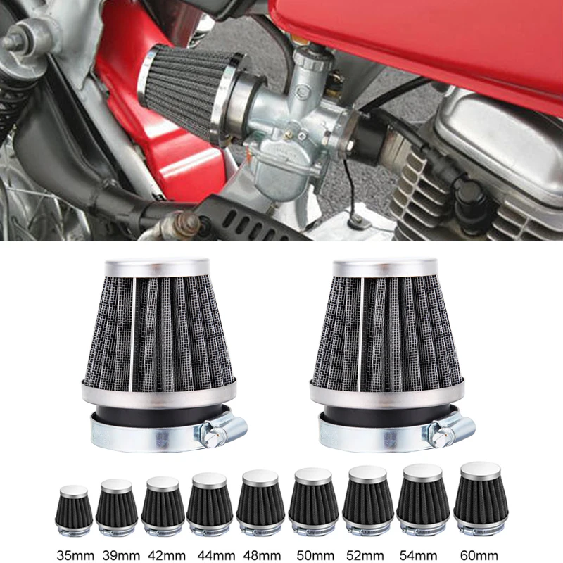 

2pcs Motorcycle Conical Air Filters Universal 35-60MM Clamp-on Air Filter Tapered Cone Intake Modification for Car Moto Off-road