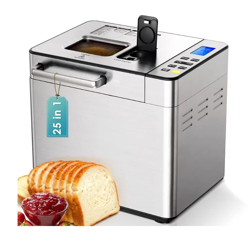 

Bread maker with nut dispenser and yeast dispenser