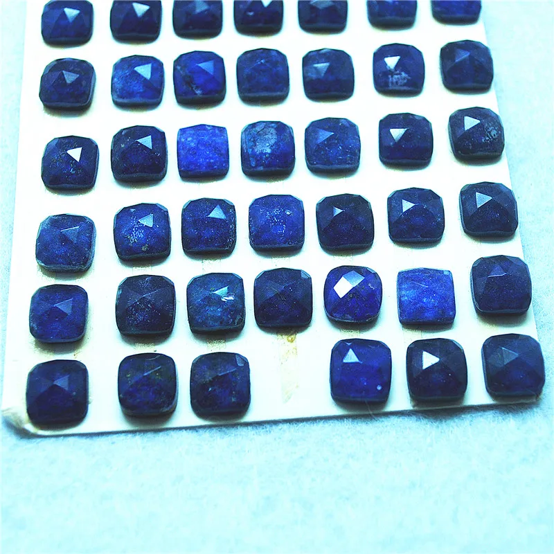 6PCS Natural Faceted Lapis Lazuli Stone Cabochons Square Shape Size 10X10MM 12X12MM New Jewelry Findings Free Shipping