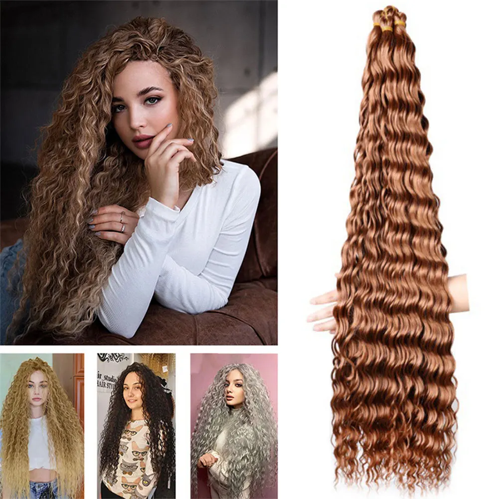 Natural Curly Hair Extensions Long Synthetic Jerry Curly Bundles Ombre Blonde Fake Hair For Women Heat Resistant Wave