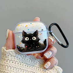 Headphone Case For AirPods Pro3/Pro2/Pro Artistic Cute Black Cat Star Headset Case For AirPods 4/3/2/1 Earphone Protective Cover