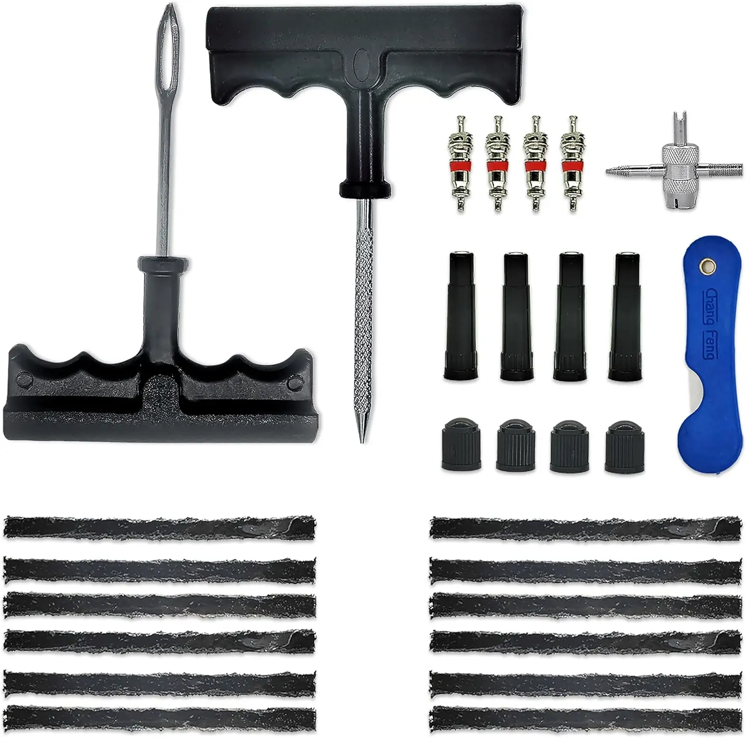 

29 PCS Tubeless Tire Repair Kit with T-Handle for Cars Motorcycles Emergency Puncture Fix