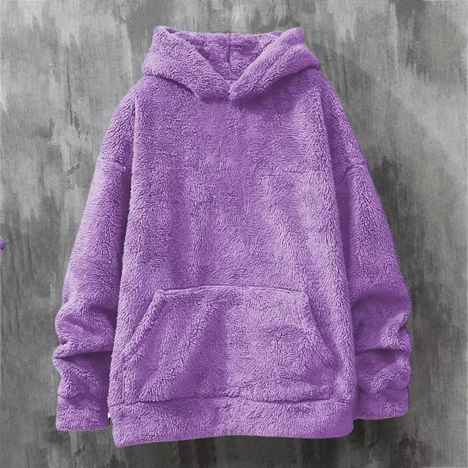 Men S Suits Two Piece Men'S Coral Fleece Sweater Casual Pants Solid Color Large Pocket Coral Fleece Hooded Casual Men Silk Suit