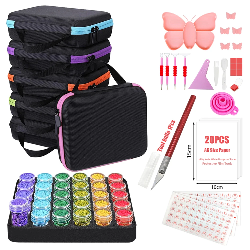 

Diamond Painting Accessories Kit - Art Tool Bag with Paper Carving Knife Beads Bottle Organizer Storage Pen Tray