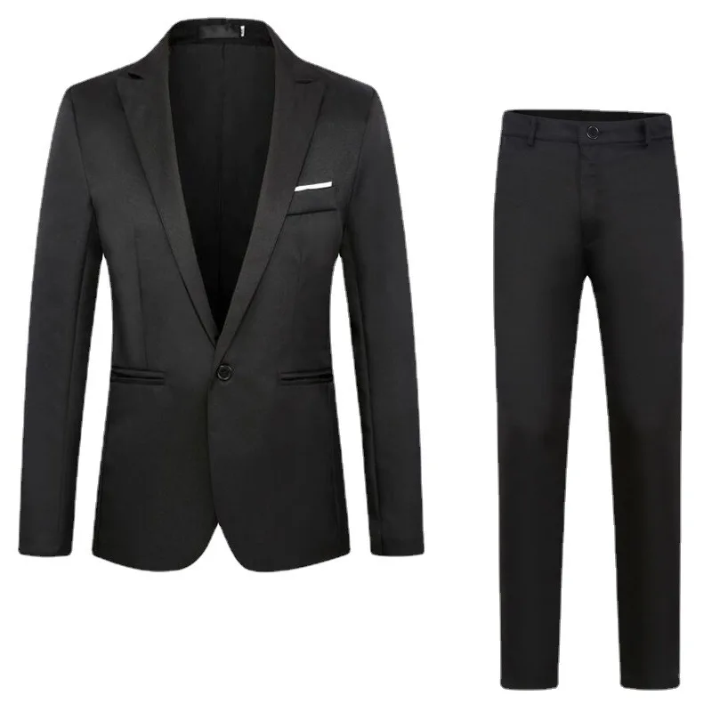 Spring Autumn Men's Business Wedding Slim Fit Suit Fashion Handsome Jacket And Pants Banquet Formal Blazer Two Piece Sets