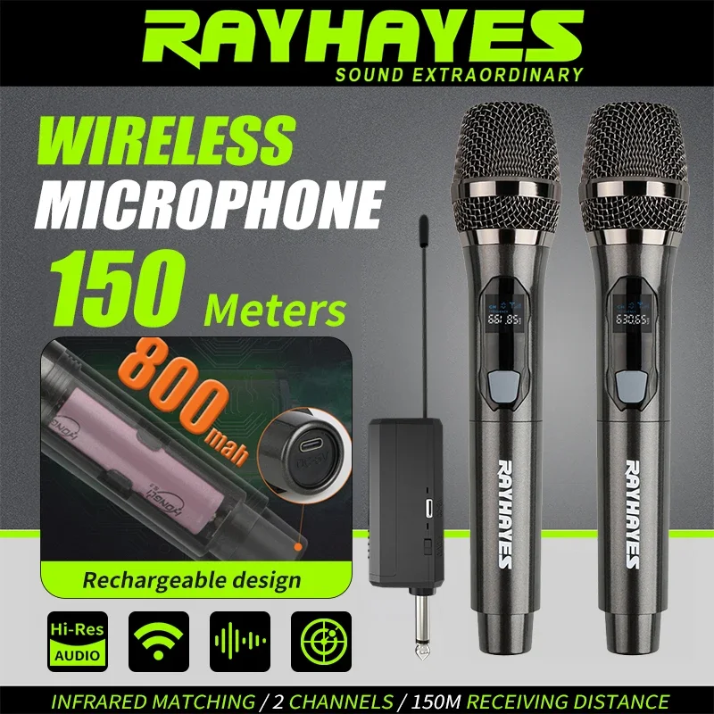 

RAYHAYES U-H200 Wireless Microphone Shockproof metal head Rechargeable design Ultra-long range signal reception