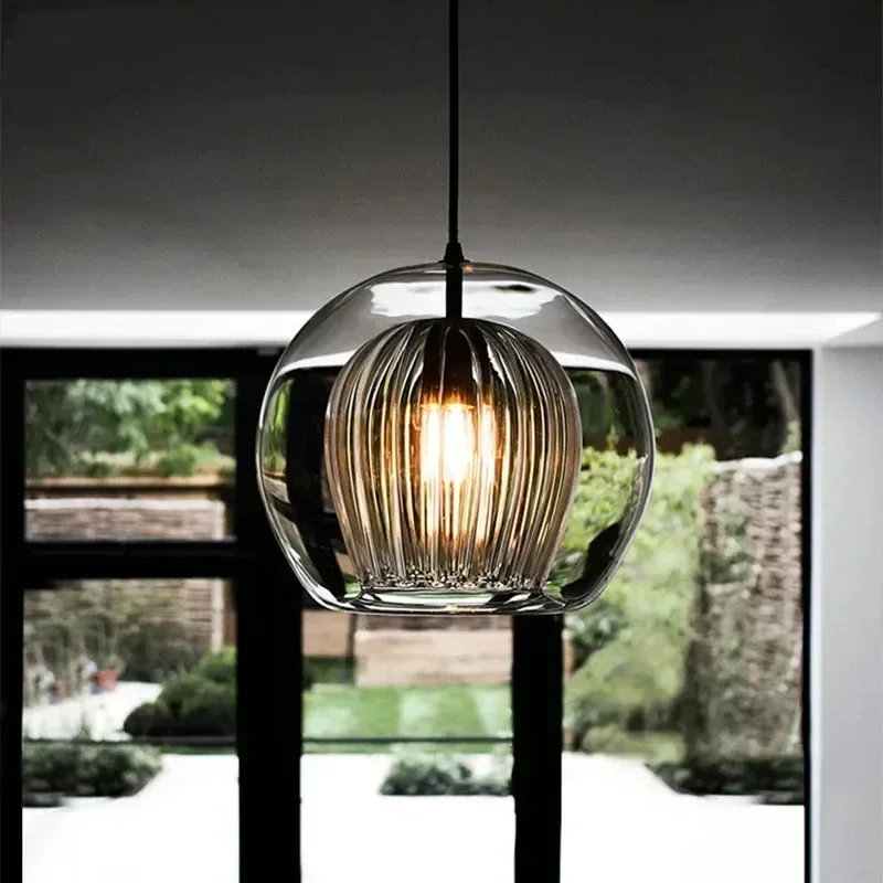 

French LED Glass Pendant lamp Nordic Suspension Chandeliers for Living Dining Room Kitchen Bedside Hanging Lamp Fixture Luster