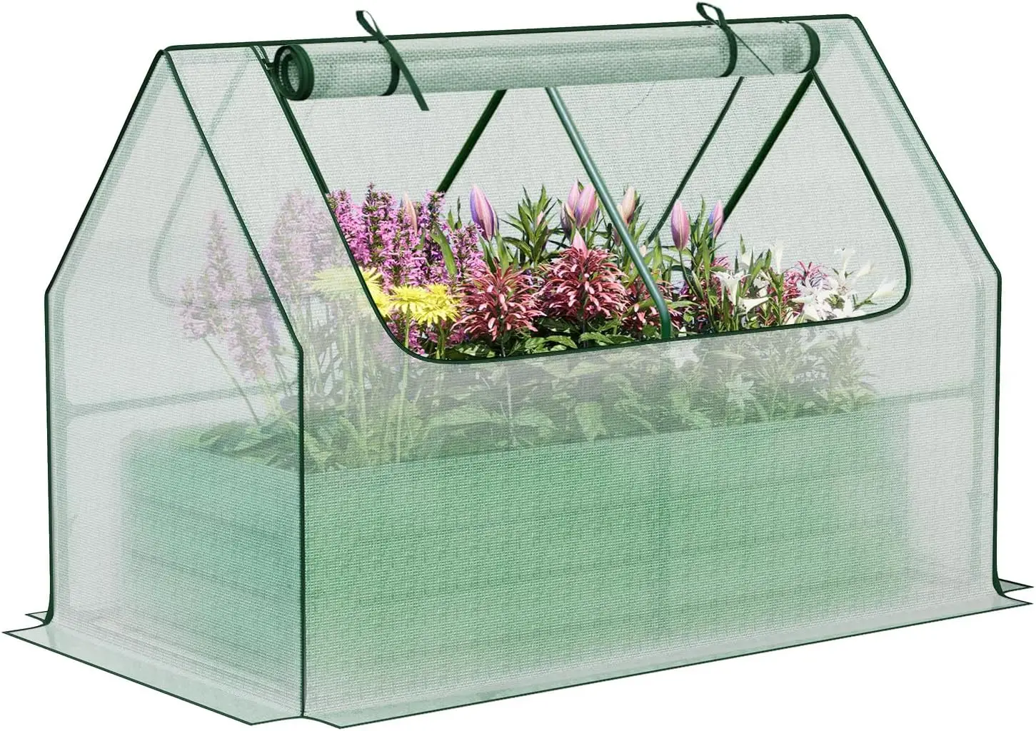 

Оцинкованный комплект приподнятой грядки 4x2x1 фута с полиэтиленовым покрытием и сетчатыми окнами, белый ящик-клумба для садоводства