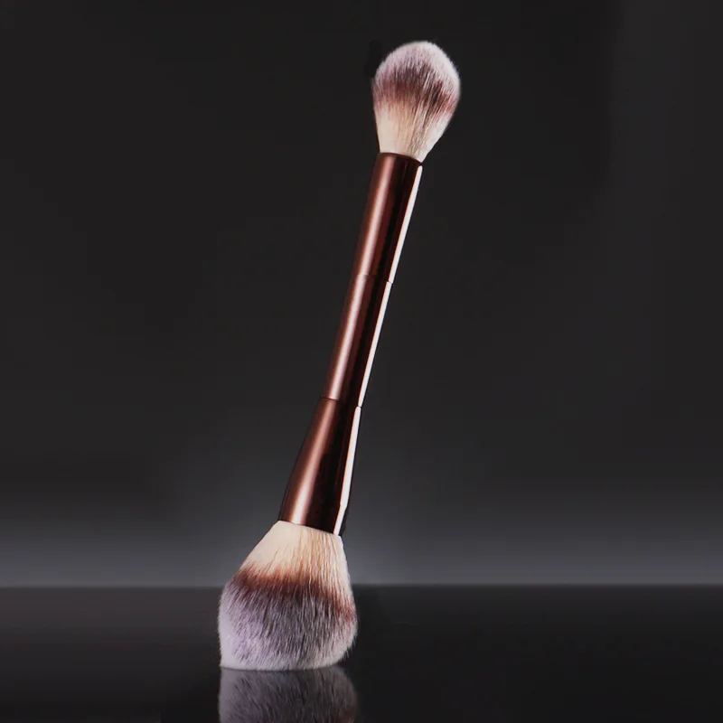 High Gloss Dual Head Cosmetic Brush, Large Flame Shape Loose Honey Powder Makeup Tool