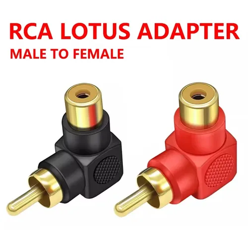 5/20/100 Uds. Adaptadores de enchufe de conector RCA de ángulo recto de 90 grados macho a hembra M/F adaptador de Audio de enchufe RCA de 90 grados negro rojo