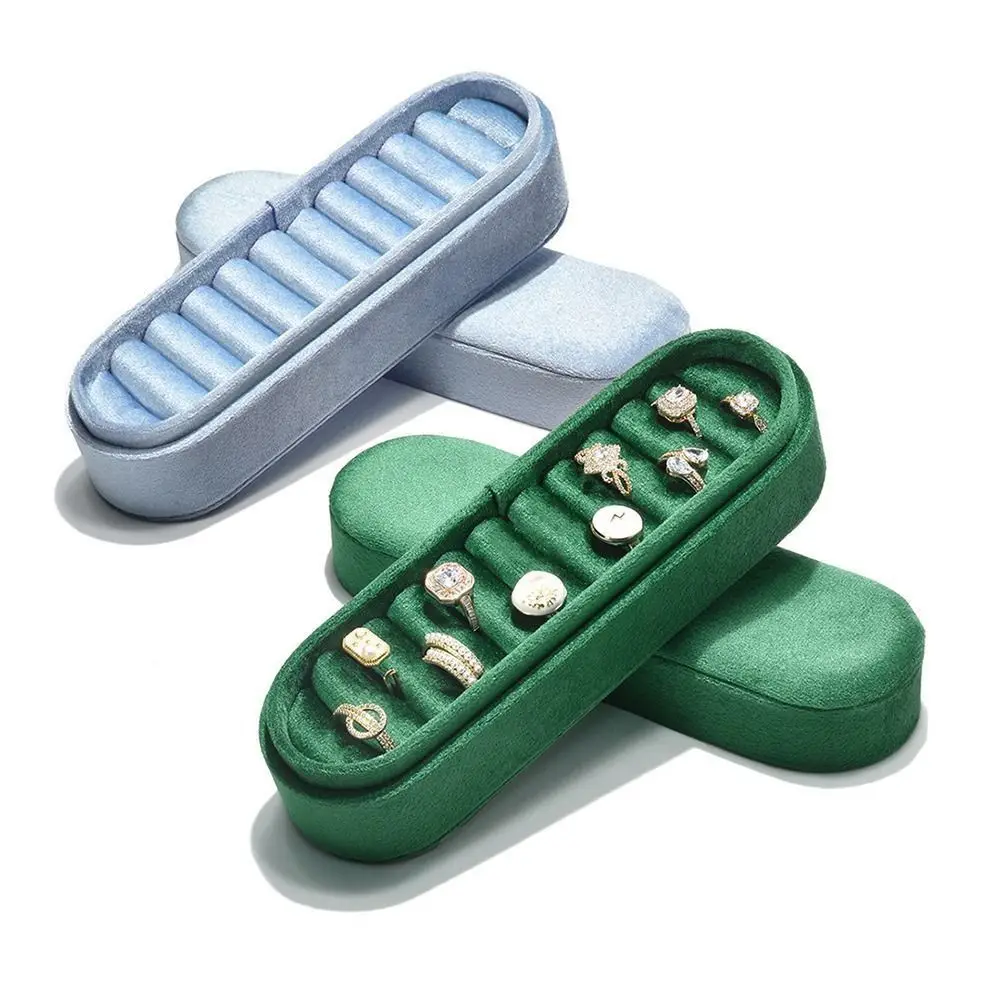 Lid Velvet Jewelry Display Tray Dust-proof Handmade Jewelry Storage Holder Case Multiple Compartments Insert Divider