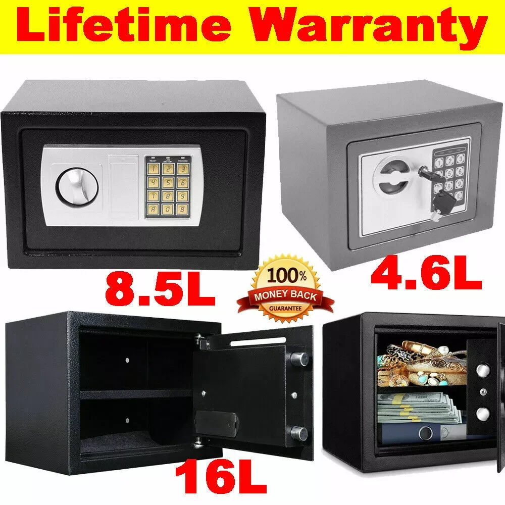 4.6L/8.5L/16L Safes for Home+ 2 Manual Override Keys,Security Safe Cash Box with Double Digital Keypad&Safety Key Lock Cabinet