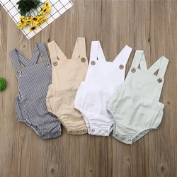 Baby Boys Romper Summer Infant Cotton Newborn Sleeveless Rompers Baby Girl  Suspender Jumpsuits Cotton Clothes Outfits