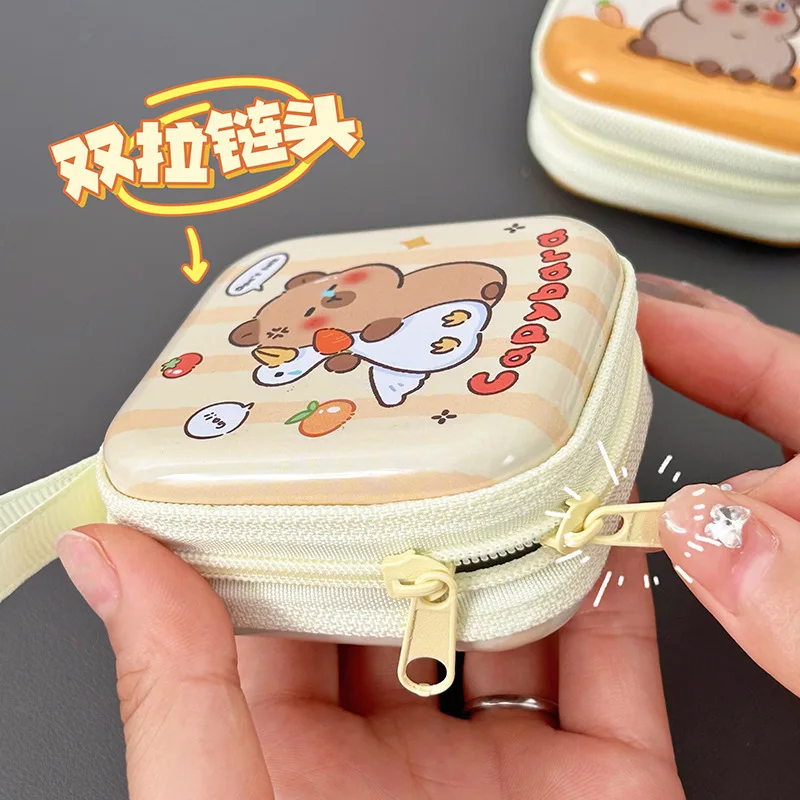 DIY Tinplate Change Bag Kapibara Mini Change Bag Portable Earphone Bag Cute Capybara Coin Key Bag