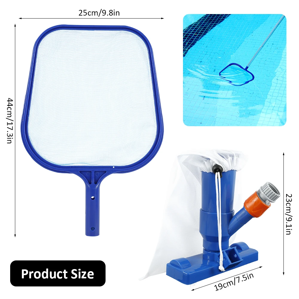 Swimming Pool Vacuum Cleaner Brush Head Skimmer Net Hot Tub Spa Pond Cleaning Tool Kit Swimming Pool Cleaning Accessories