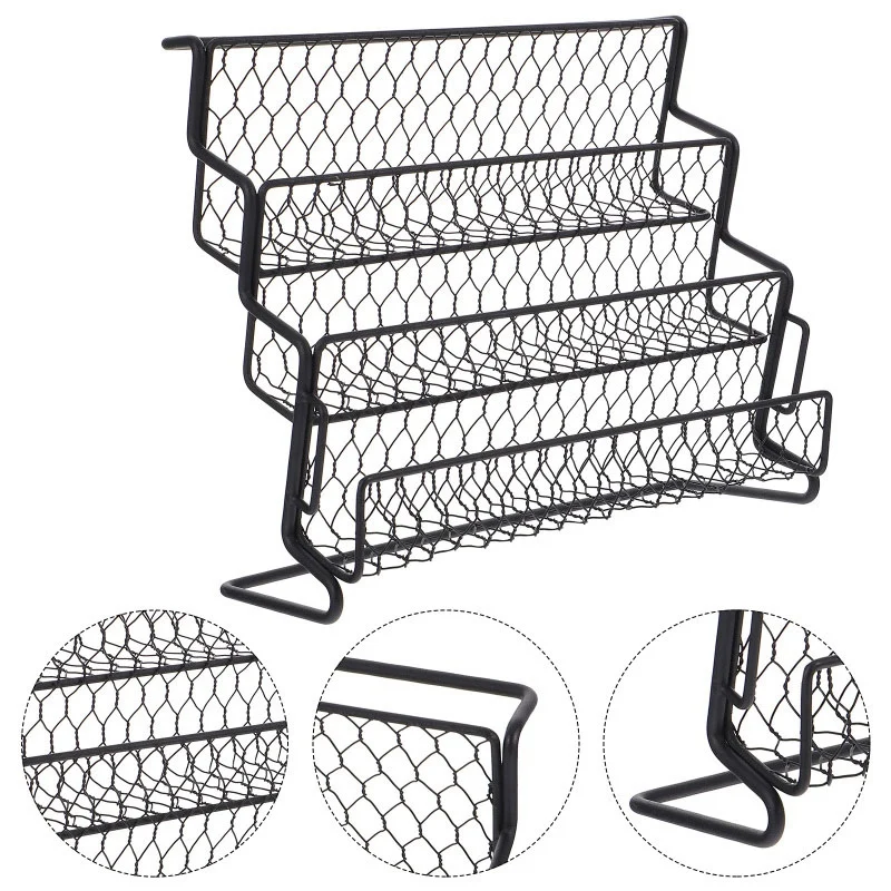 1Pc Desktop Storage Rack Spice Racks Stepped Structure Stand Storage Basket