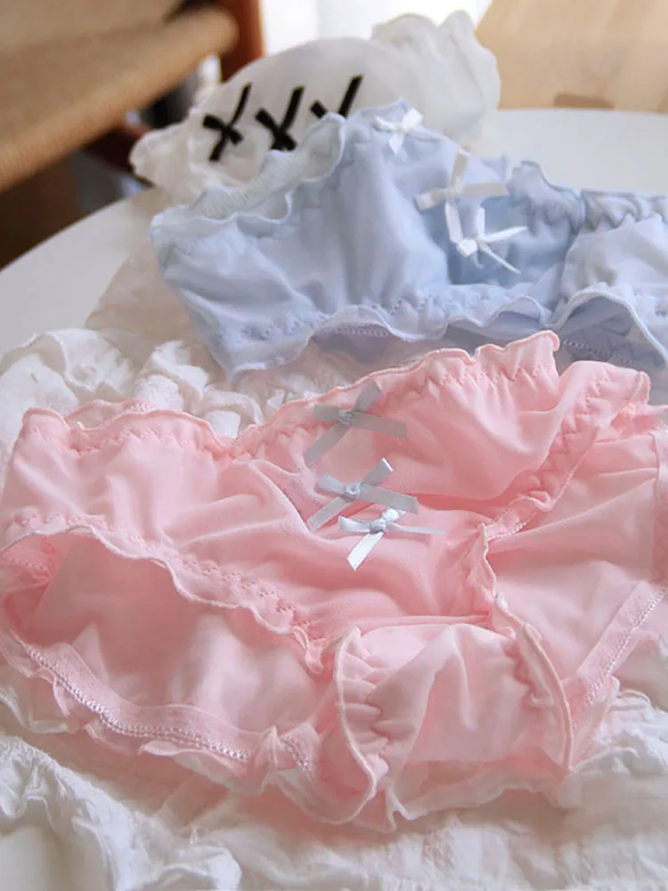 Culotte femme taille moyenne en dentelle respirante perforée avec nœud papillon, culotte triangle mignonne pour fille.