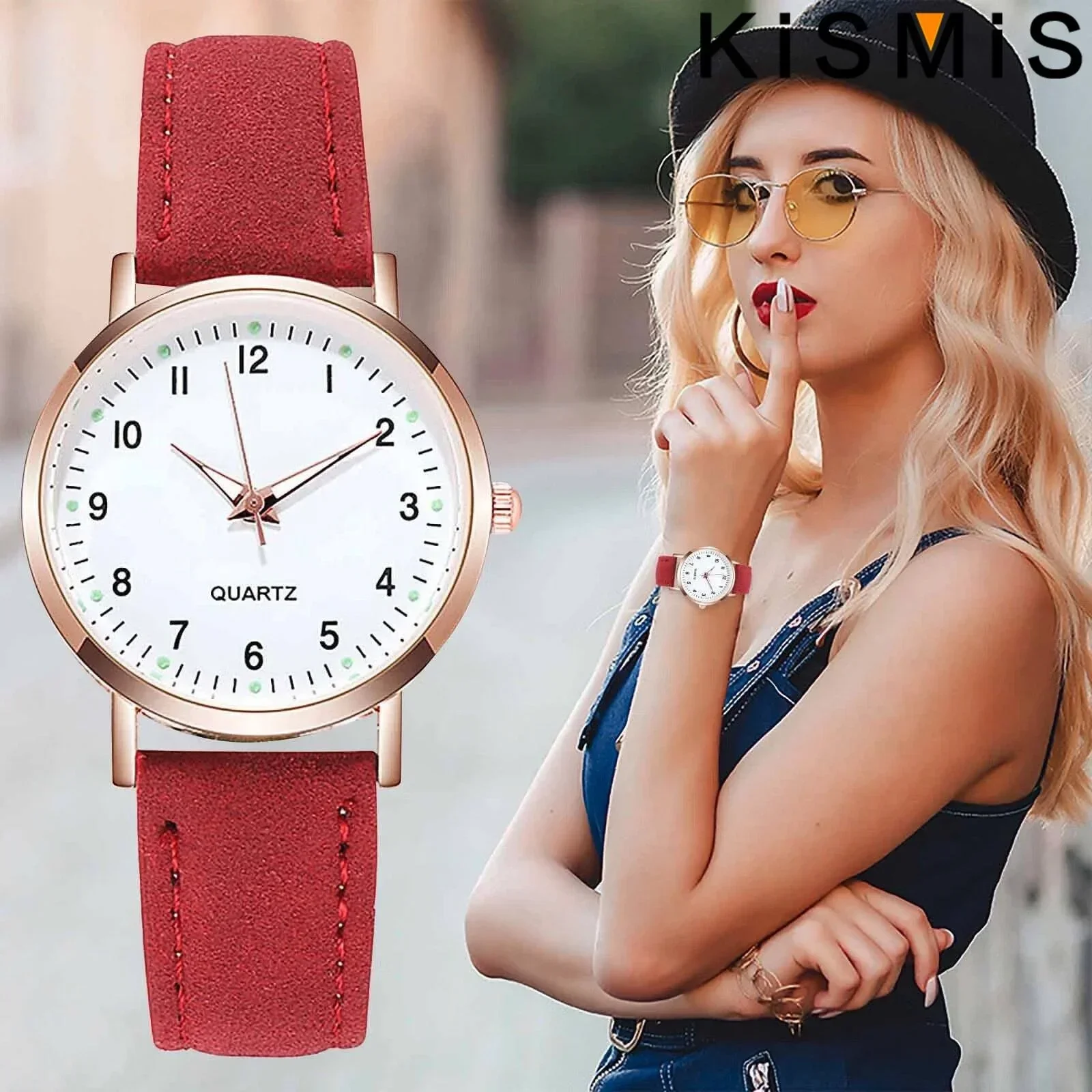 Casual Round Quartz Watch Luminous Analog Wristwatch PU  display picture 3