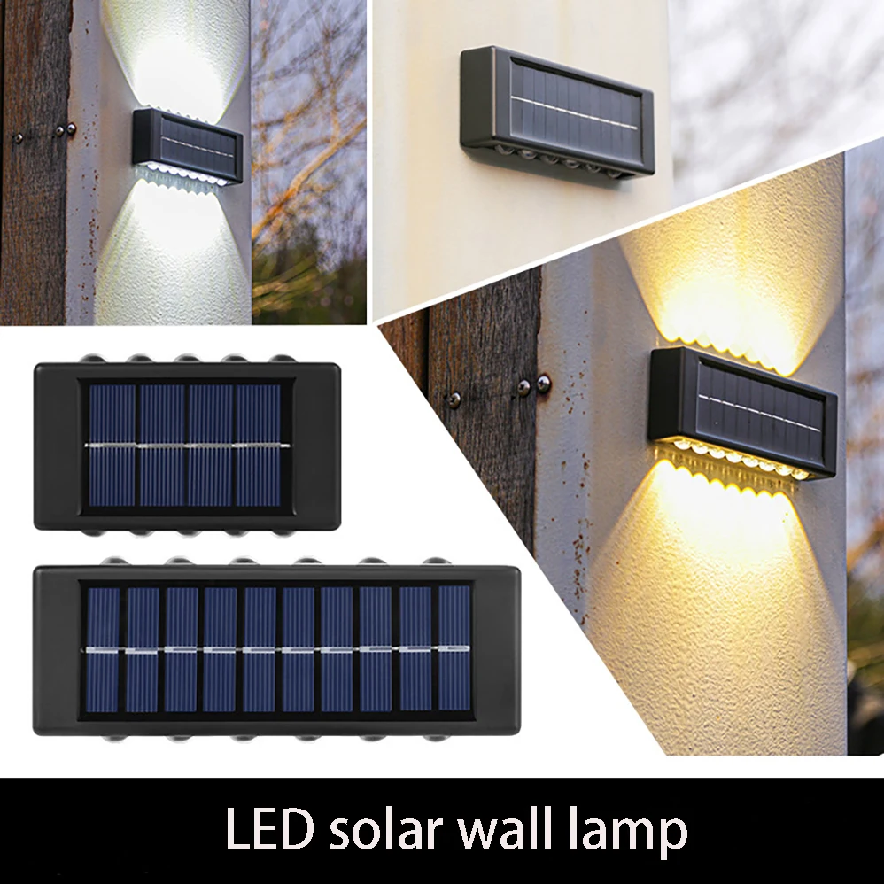 LED Solar Wall Lamp Lithium Battery Outdoor IP65 Waterproof Safety LED Lighting For Garden Yard Fence Decor Lighting