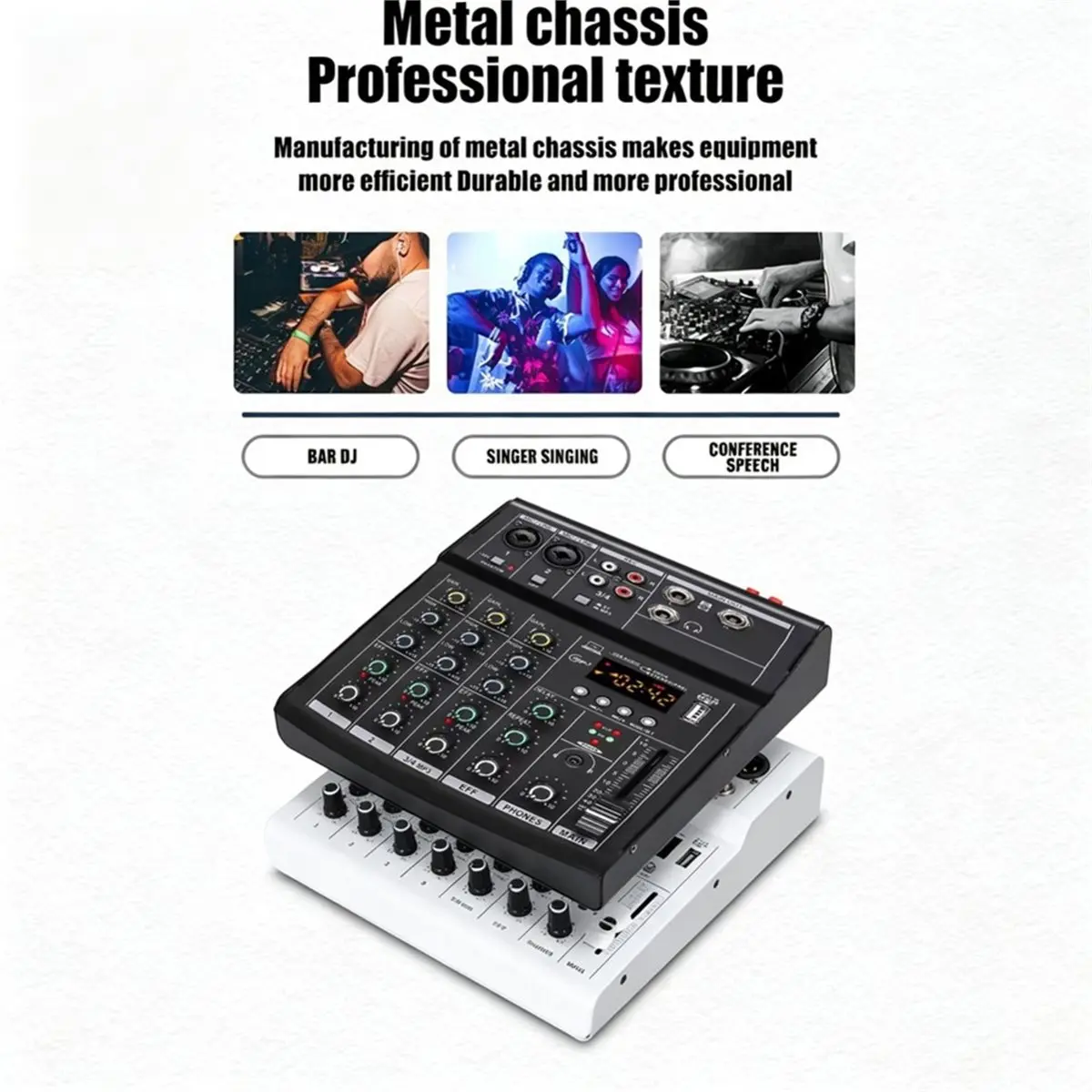 4 Channels Mini USB Mixer Professional Portable Audio Interface Sound Card Console for Guitar Recording Studio Singing A
