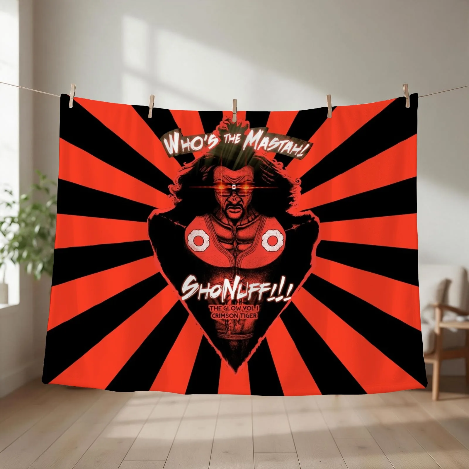 Sho Nuff - Rising Sun - Sepia - The Glow Vol.1 The Last Dragon Tribute Throw Blanket Decorative Sofa funny gift Blankets