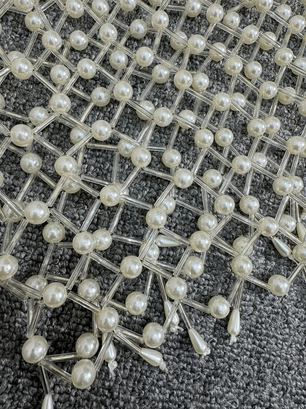 

Hot Sexy Women Handmade See Through Crystal Pearl Top Outfit Bustier Vest Body Chain Camisole Bugle Bead Beachwear Tank Top