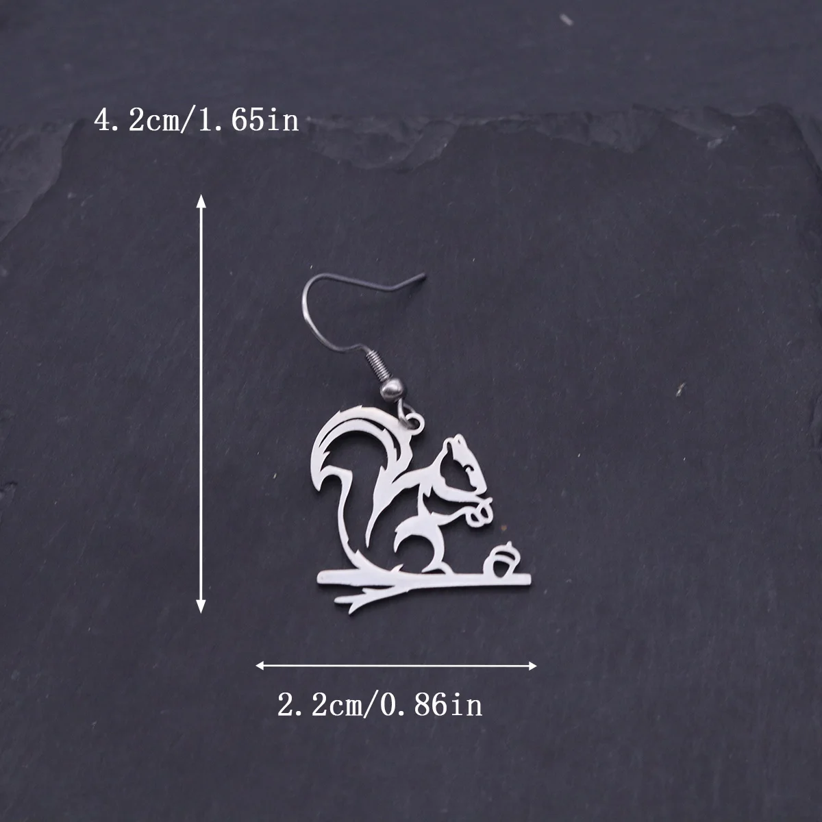 Kinitial Cute Cartoon Squirrel on Branch Ladies Earrings Fashion Stainless Steel Animal Pendant Earrings Party Daily Earrings