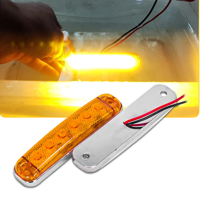 

2 шт. 6 светодиодный автомобильный внешний боковой габаритный фонарь 12 В 24 В указатель поворота, задний предупреждающий фонарь для прицепа, задний фонарь для автомобиля, грузовика, грузовика