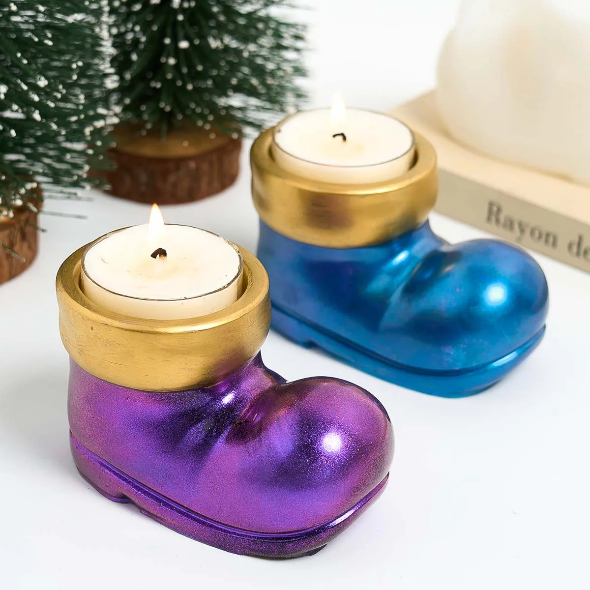 Christmas Boots Shoes Candle Holder Silicone Mold DIY Table Decoration Crystal Drop Glue Epoxy Resin Mold Christmas Craft Gifts