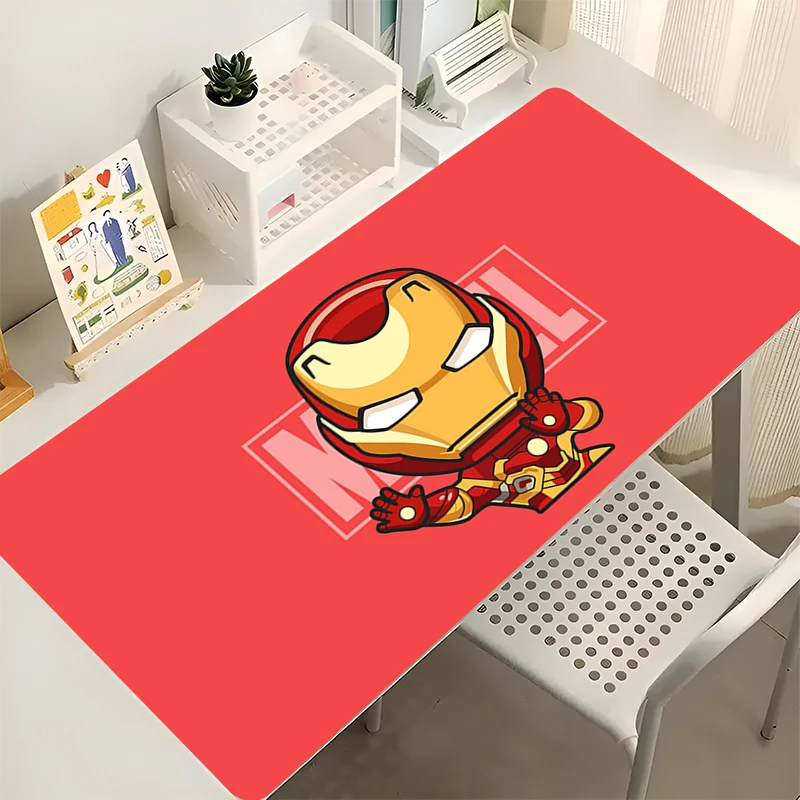 Alfombrilla de ratón con teclado Varmilo para ordenador, Iron Man, borde de Anime blanco, accesorios para juegos, mesa XXL, alfombra para jugador, alfombrilla de escritorio, alfombrilla suave para ratón
