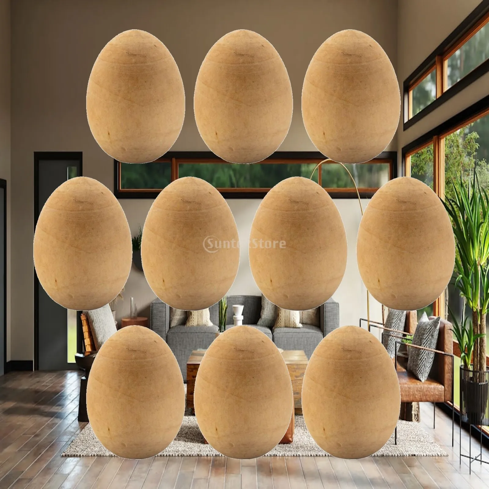 10pcs Wood Simulation Eggs Manual Graffiti Painted Exercise DIY Easter Egg Children Early Educational Toy
