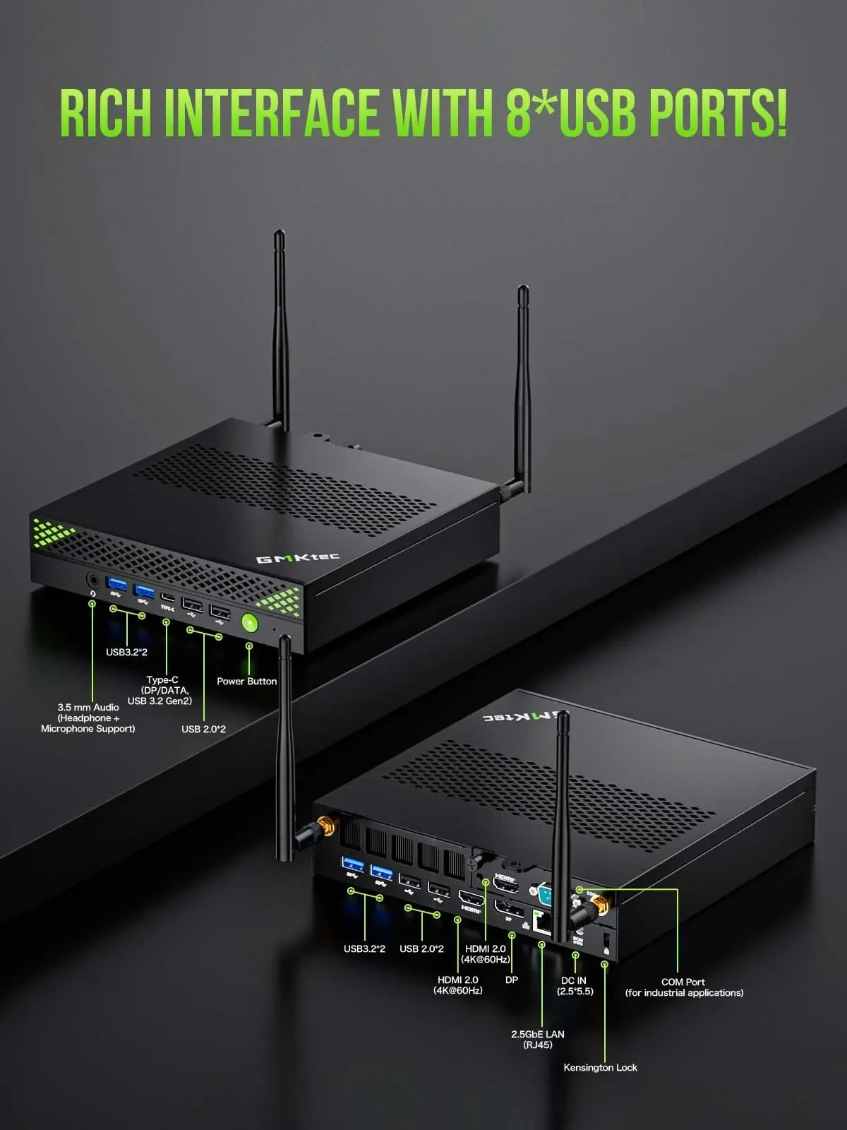 GMKtec K10 NucBox Mini PC Intel i9-13900HK DDR5 WiFi6 BT5.2 Windows 11 Pro PCIe NVMe M.2 2280 HDMI2.0 Desktop Gaming Computer
