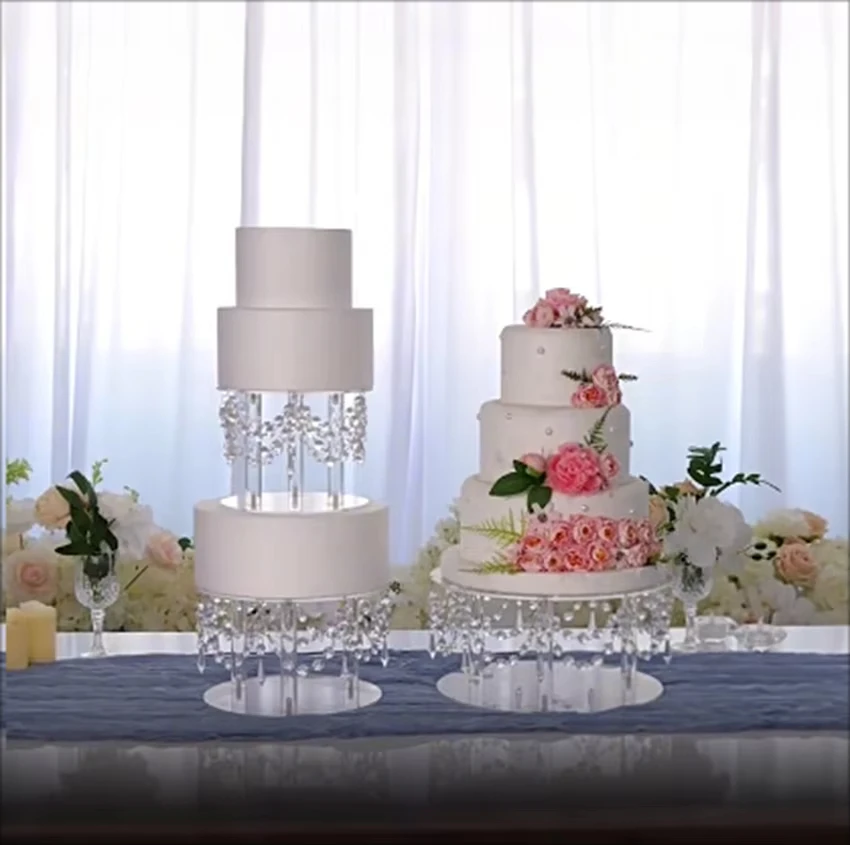 

3 Pieces Luxury Transparent Dessert Cake Stand Set, Wedding Birthday Party Decoration Tall Cake Tray Wedding Dessert Table