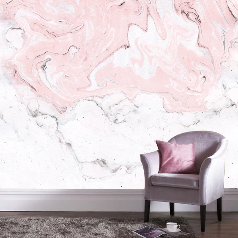 Customized product mural North Europe retro pink marble living room TV background wall bedroom office shop clothing wallpaper 3d