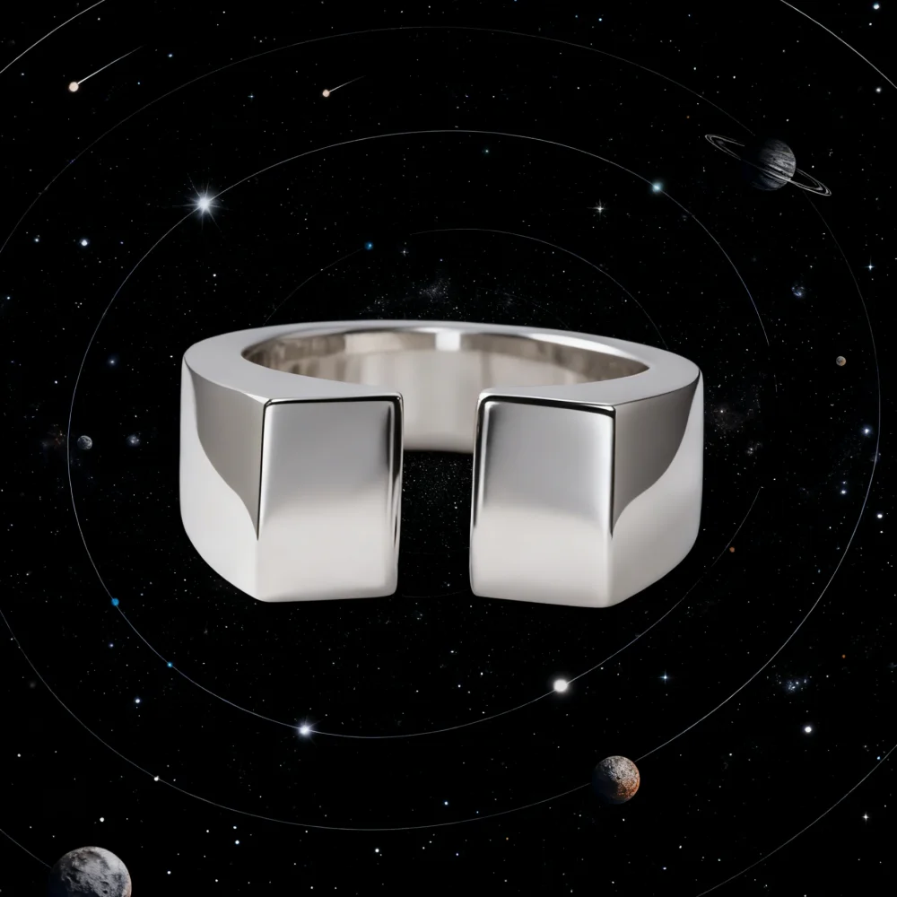 

Новинка 2025 года, кольцо MILOUD из чистого серебра S925 с треснувшим квадратным Saturn для мужчин и женщин